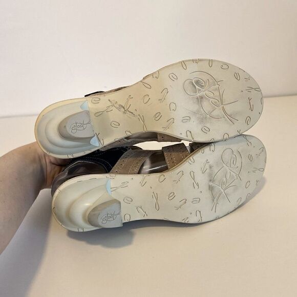 NWOB Eject Monochromatic Two Tone Ankle Wrap Artsy Leather Sandals - Picture 5 of 5